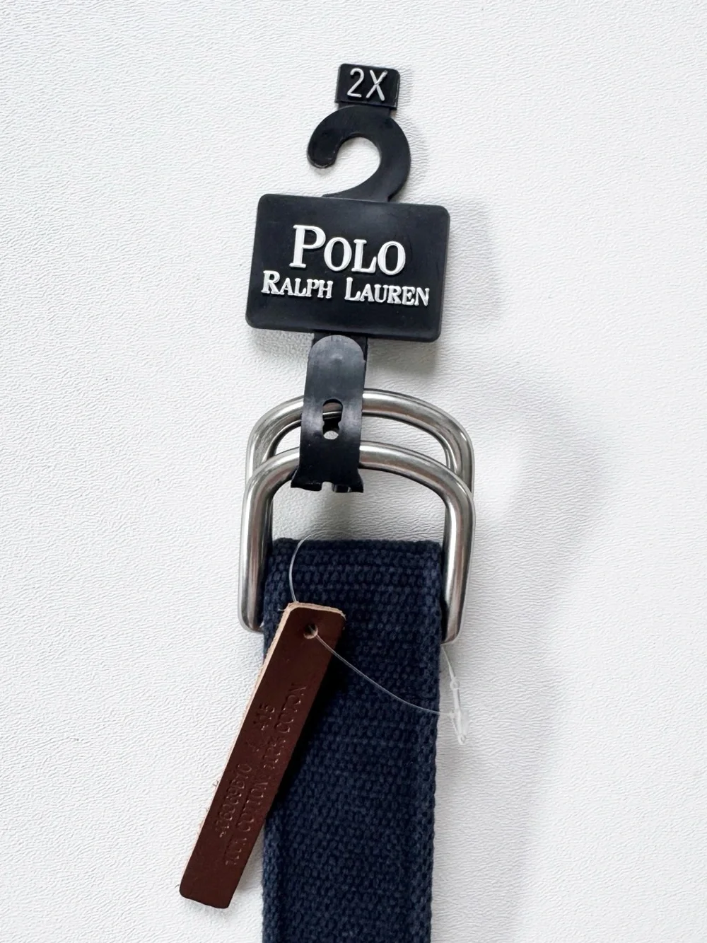 Polo by Ralph Lauren Navy Canvas Belt with Leather Logo Patch | 2X NWT
